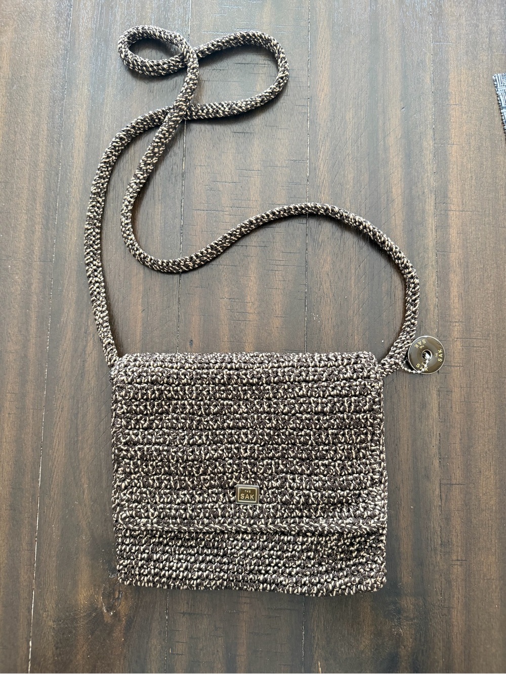 Vintage The Sak Brown Crochet Crossbody Bag